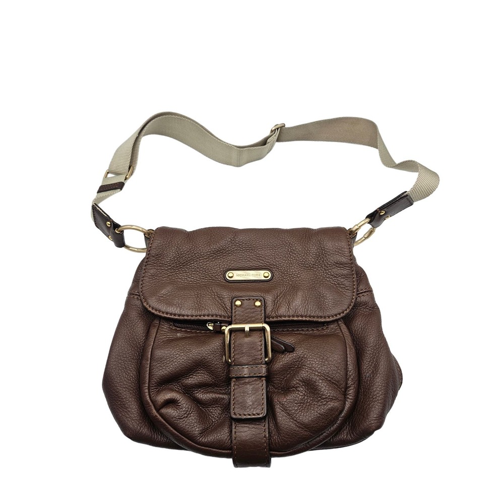 Michael Kors Brown Pebbled Leather Crossbody Bag Satchel Purse Handbag